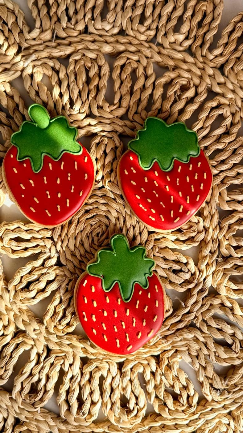 Ciasteczka truskawki z dopracowanym cieniowaniem koloru
